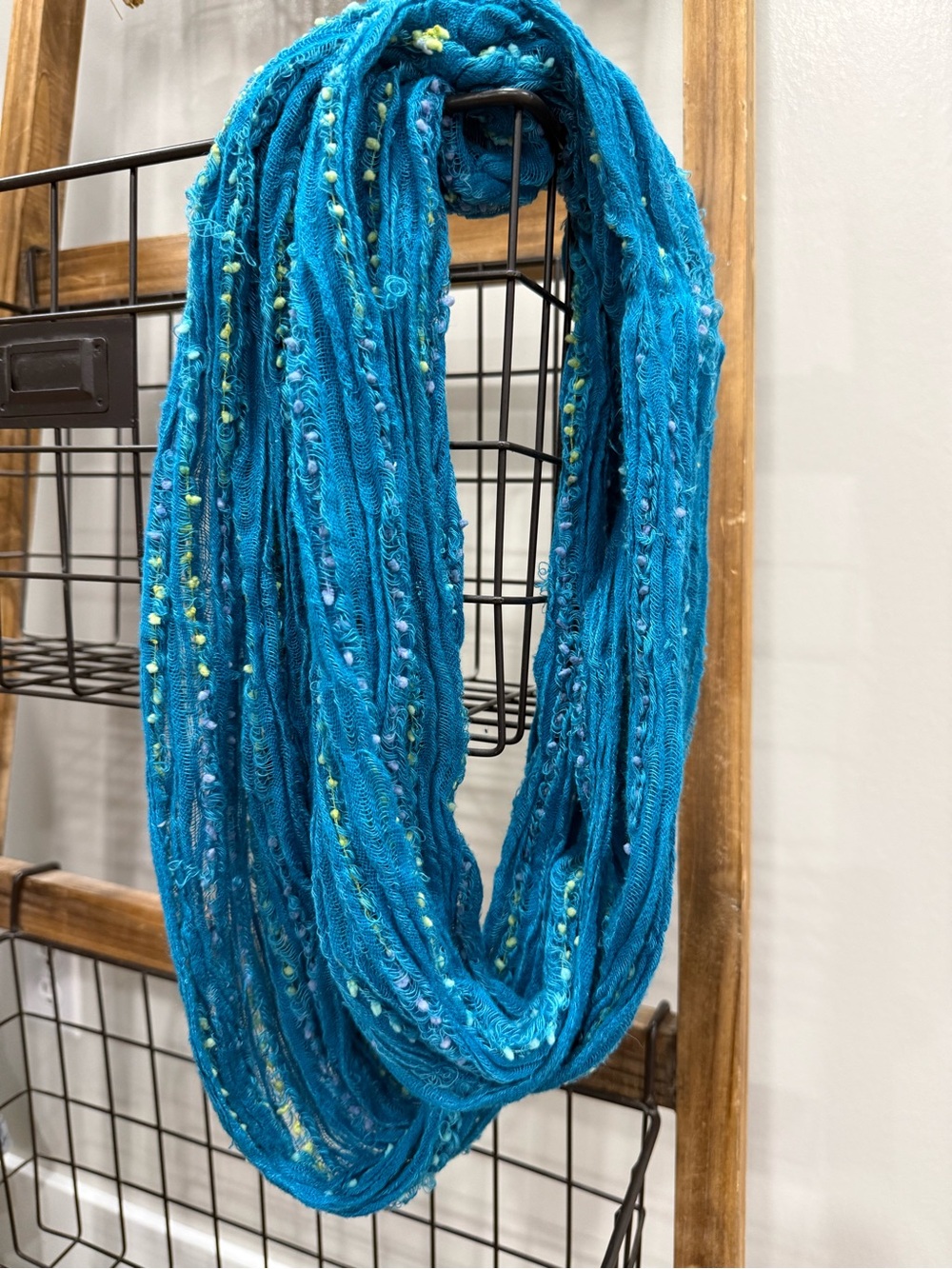 Textured Teal Infinity Scarf